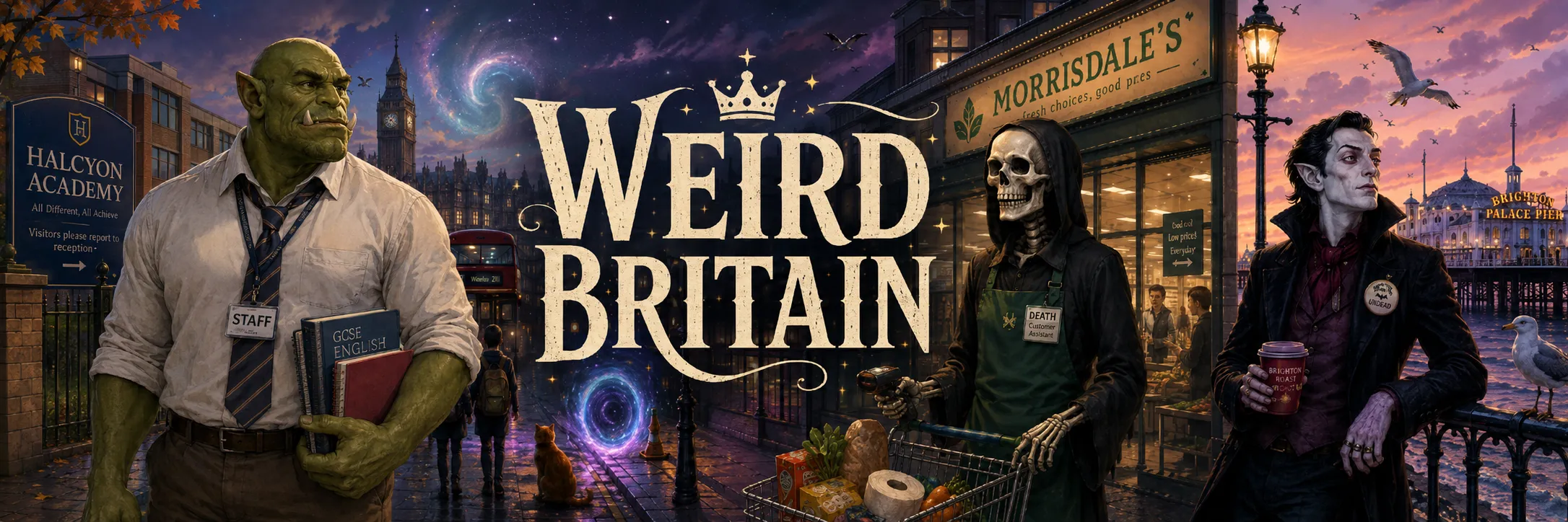 Weird Britain — Modern Britain, leaning up against the old, strange country it came from.