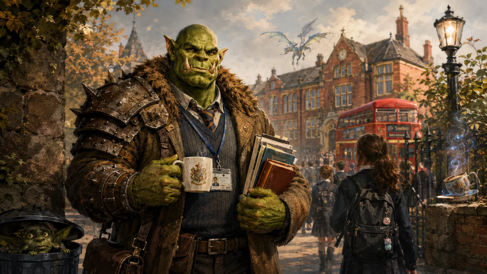 Mr. Gorzug — He came through a portal to conquer a world. He stayed to mark its homework.